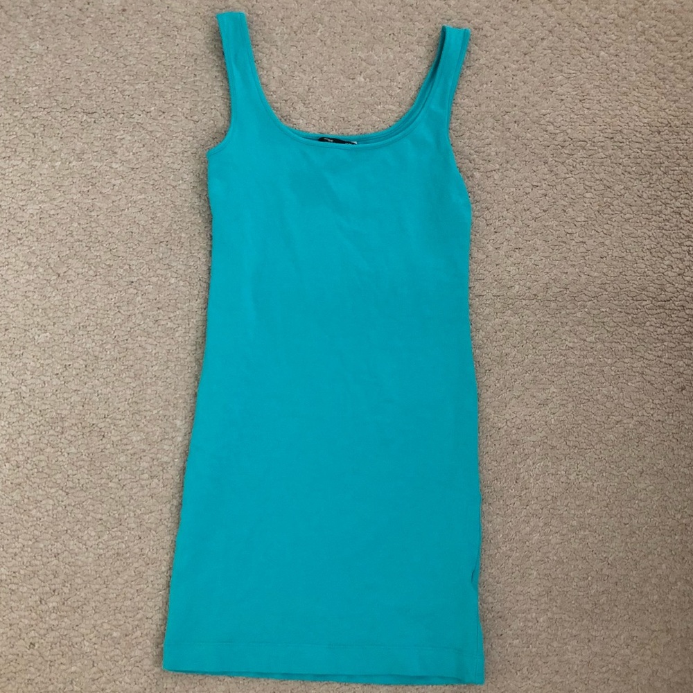 Teal bodycon tank top dress